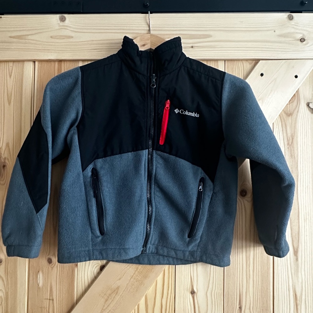 Columbia Youth Fleece Full Zip Jacket - Grey/Black - Boys Size S (8)